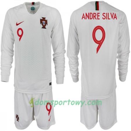 Koszulka Portugalia ANDRE SILVA 9 Dziecięcy Wyjazdowe Koszulki Piłkarskie Mistrzostwa Świata 2018 Długi Rękaw